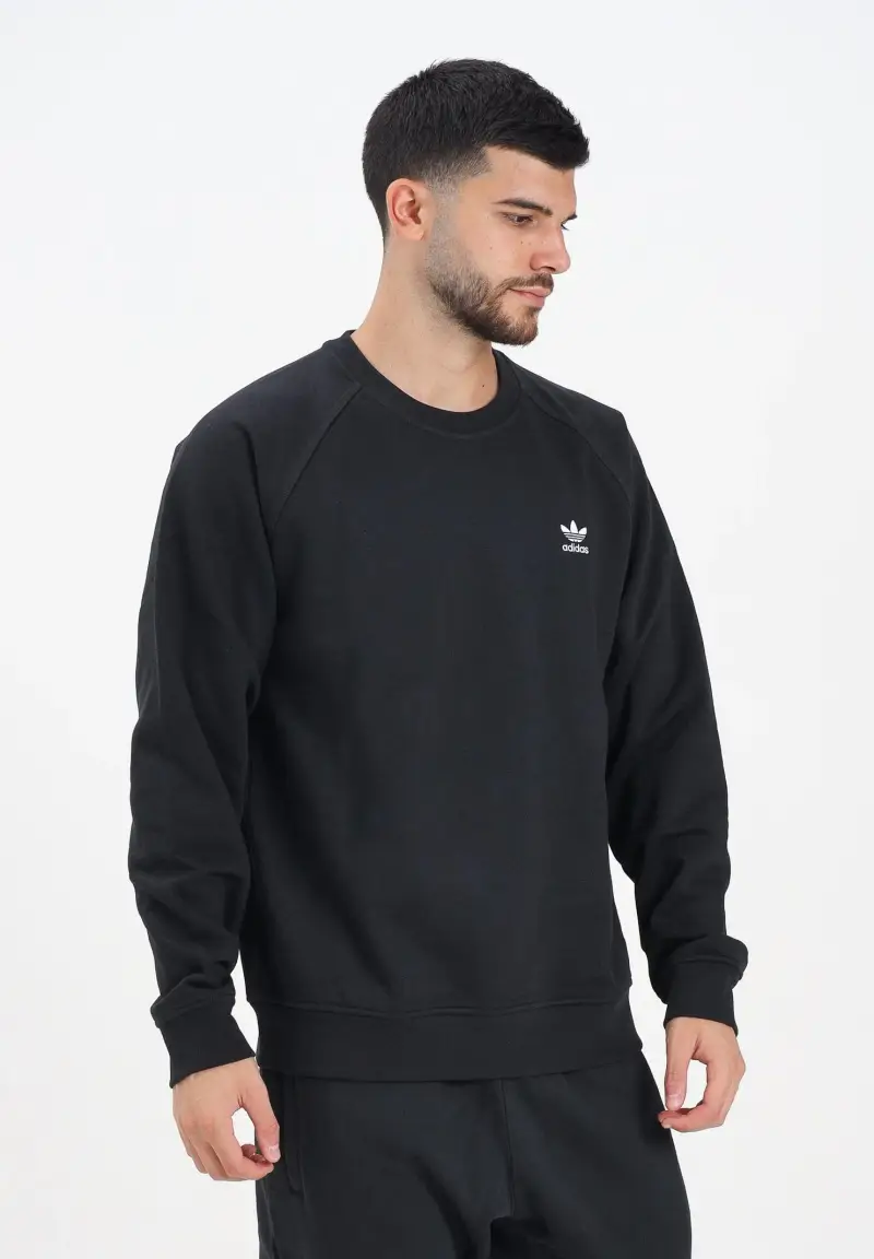 Felpa girocollo Trefoil Essentials Crew nera da uomo miniatura 2