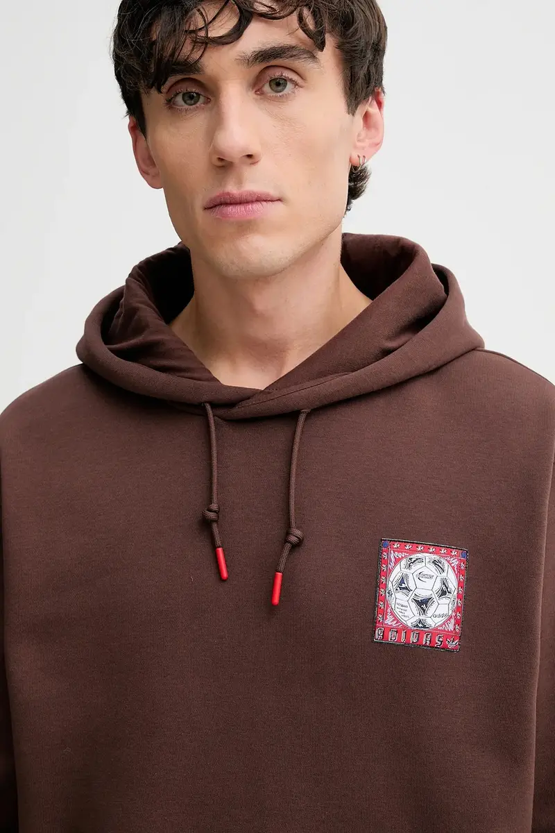 felpa Graphic uomo colore marrone con cappuccio con applicazione JX3095 miniatura 4