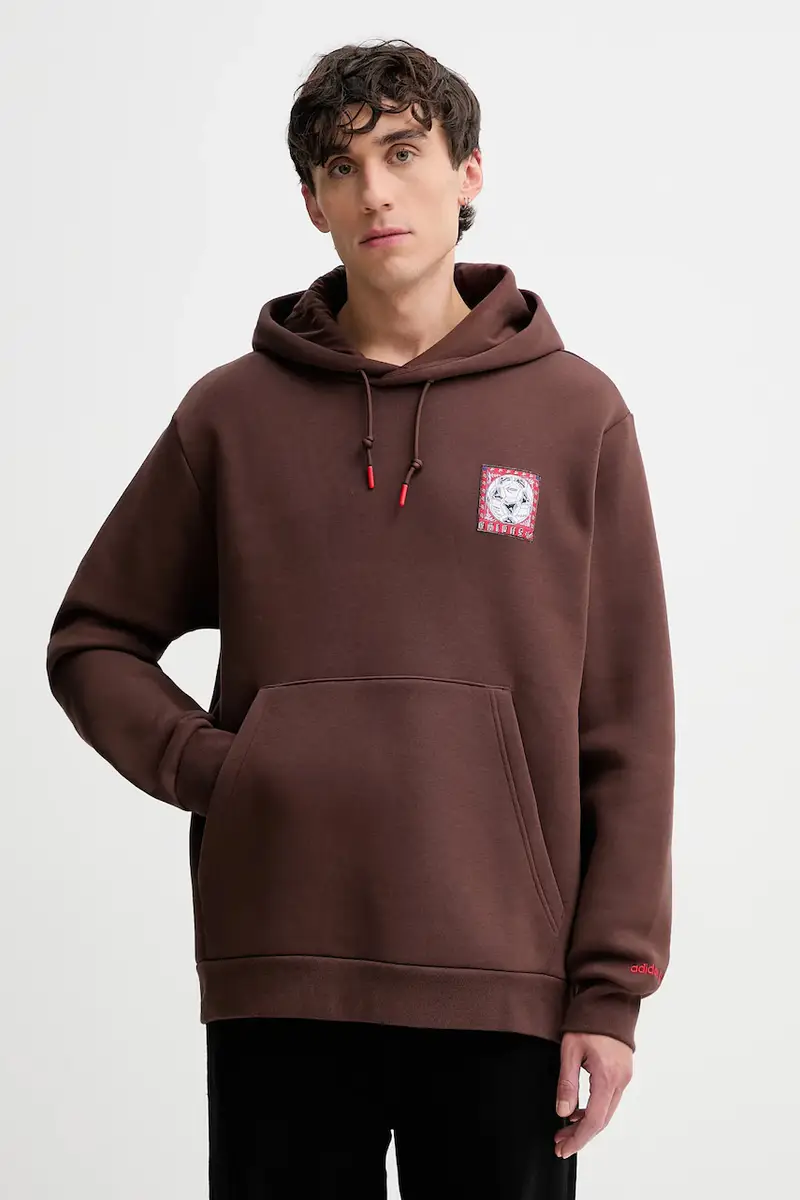 felpa Graphic uomo colore marrone con cappuccio con applicazione JX3095