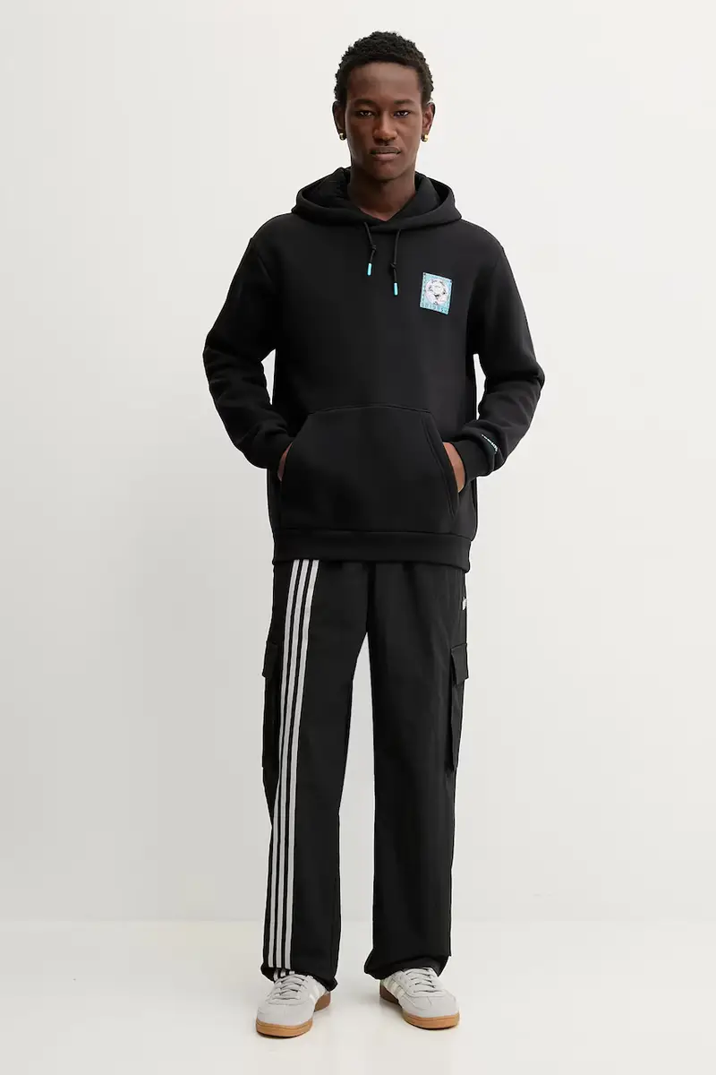 felpa Graphic uomo colore nero con cappuccio con applicazione JX3096 miniatura 2