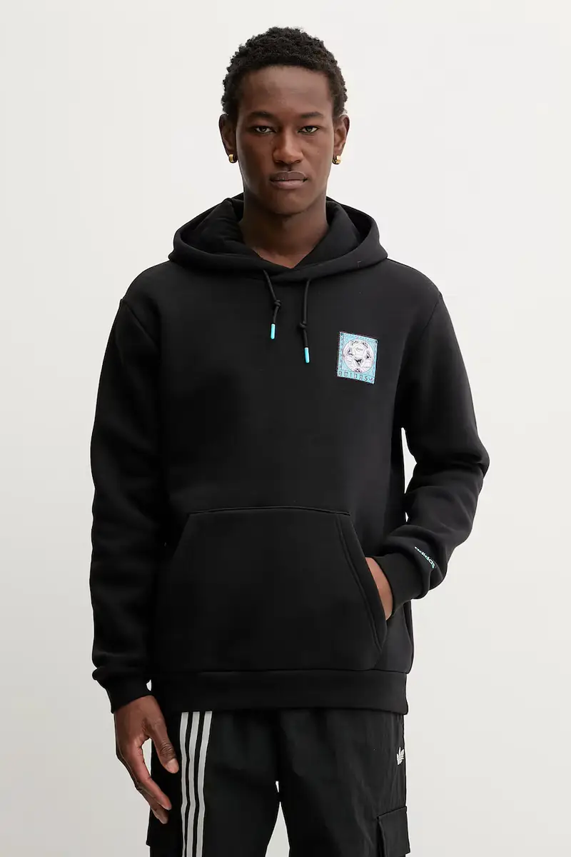 felpa Graphic uomo colore nero con cappuccio con applicazione JX3096