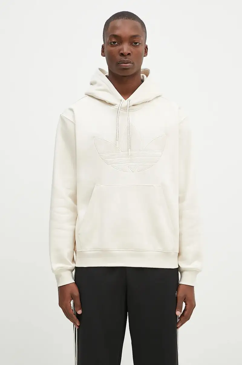 felpa Hooded Sweat uomo colore beige con cappuccio con applicazione JN5969