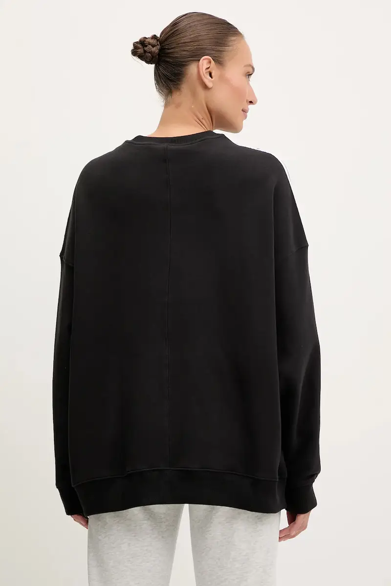 felpa in cotone 3-Stripes donna colore nero con applicazione JX5285 miniatura 3