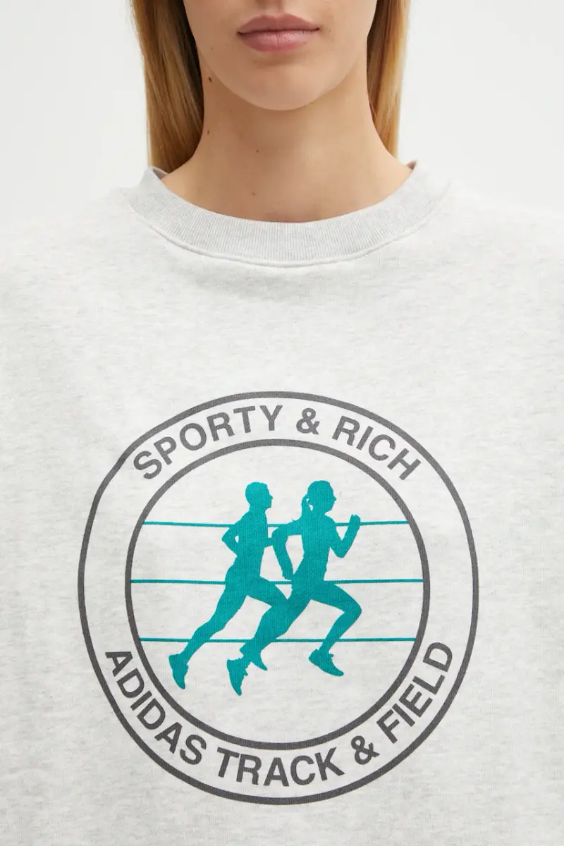 felpa in cotone adidas Originals x Sporty & Rich donna colore grigio KA0719 miniatura 5