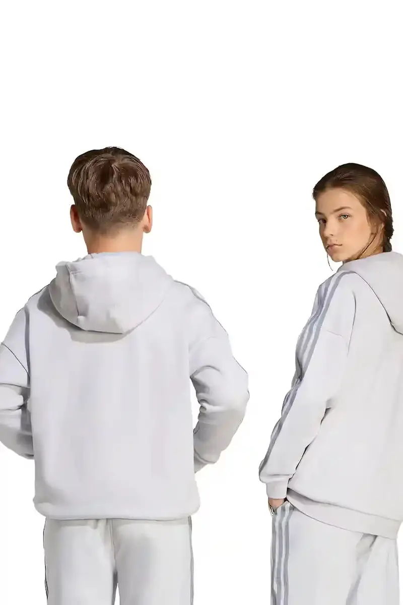 felpa in cotone bambino/a colore grigio con cappuccio con applicazione JW7725 miniatura 5