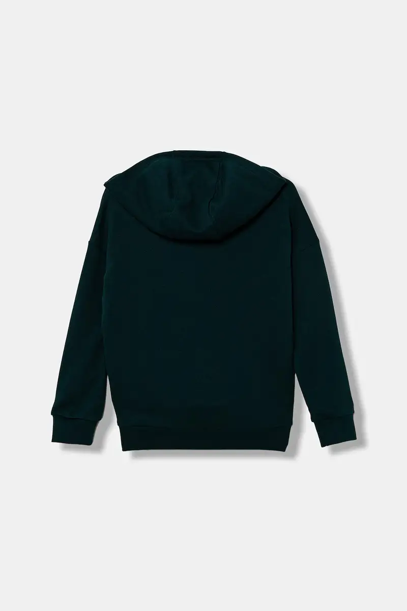 felpa in cotone bambino/a colore verde con cappuccio con applicazione JV8640 miniatura 3