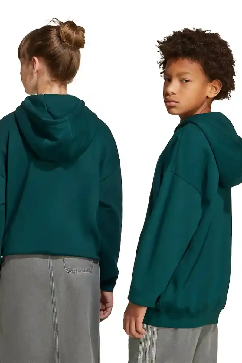 felpa in cotone bambino/a colore verde con cappuccio con applicazione JV8640 miniatura 5