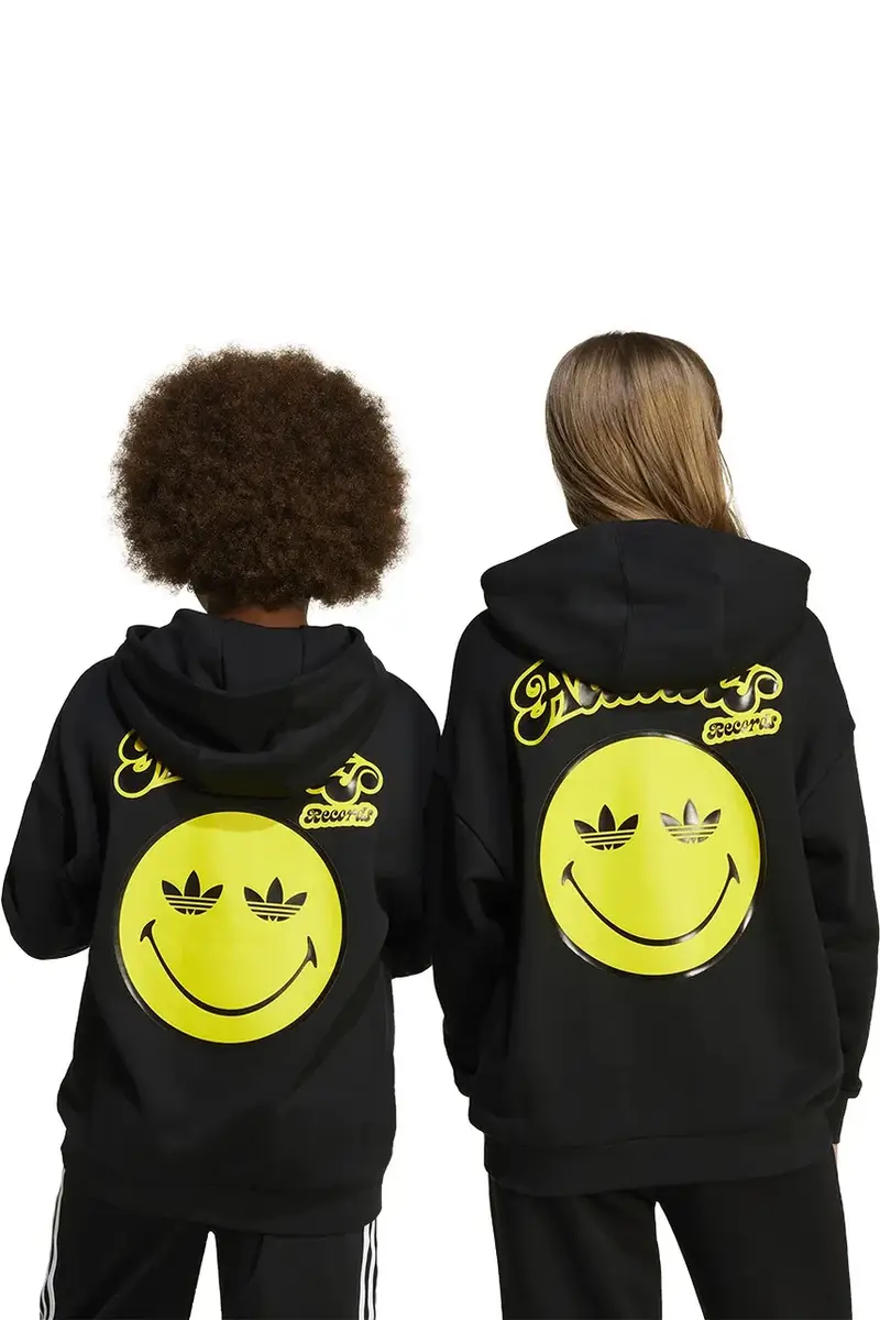 felpa in cotone bambino/a x Smiley World colore nero con cappuccio con applicazione JD0428 miniatura 5