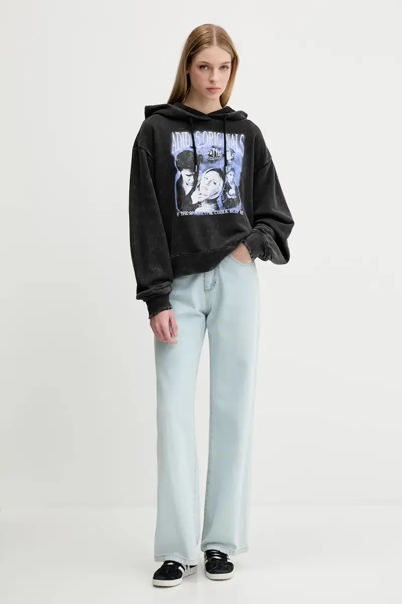 felpa in cotone Buffy Hoodie donna colore nero con cappuccio JW0155 miniatura 2