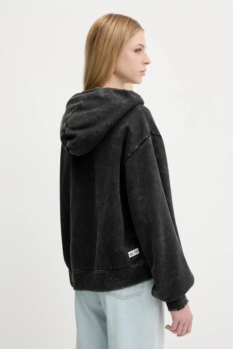 felpa in cotone Buffy Hoodie donna colore nero con cappuccio JW0155 miniatura 3