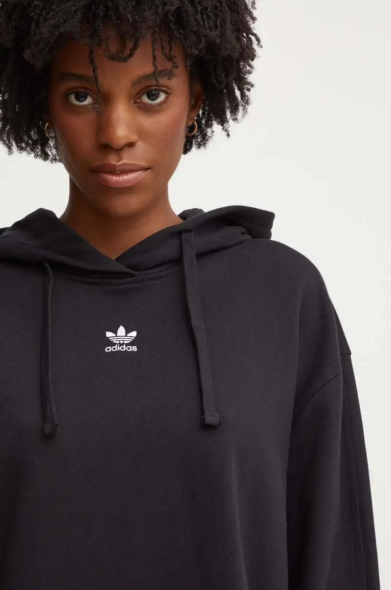 felpa in cotone donna colore nero con cappuccio IY9615 miniatura 4