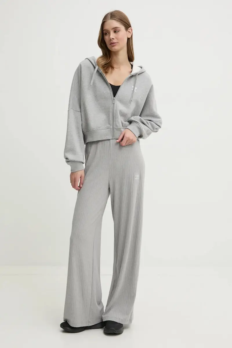 felpa in cotone Essential donna colore grigio con cappuccio JN7844 miniatura 2