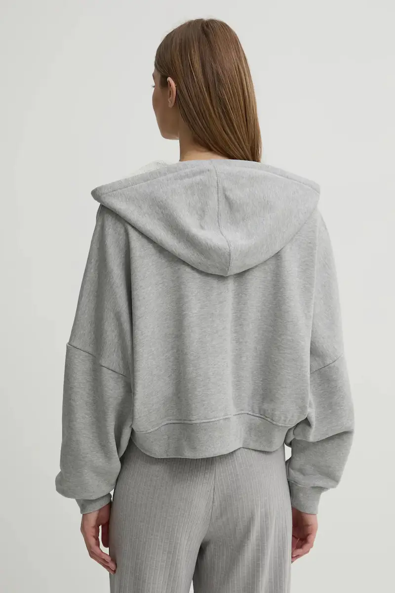 felpa in cotone Essential donna colore grigio con cappuccio JN7844 miniatura 3