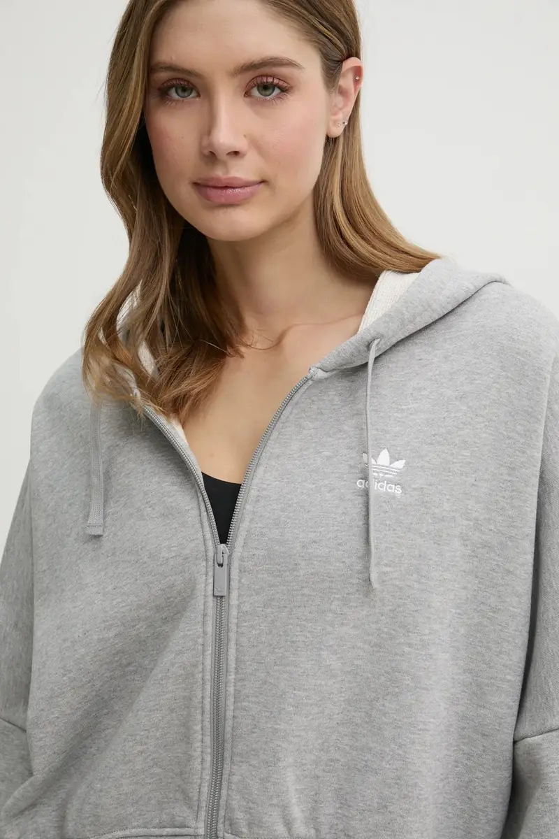 felpa in cotone Essential donna colore grigio con cappuccio JN7844 miniatura 4