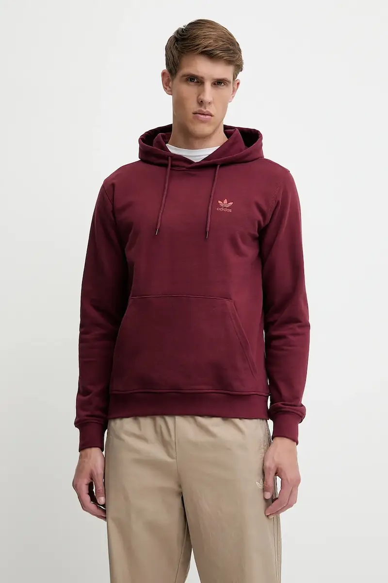 felpa in cotone Essential uomo colore granata con cappuccio JD2409