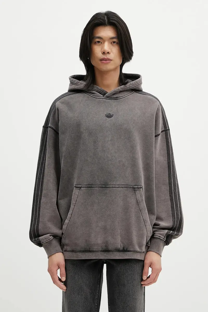 felpa in cotone Essential uomo colore grigio con cappuccio JD0245