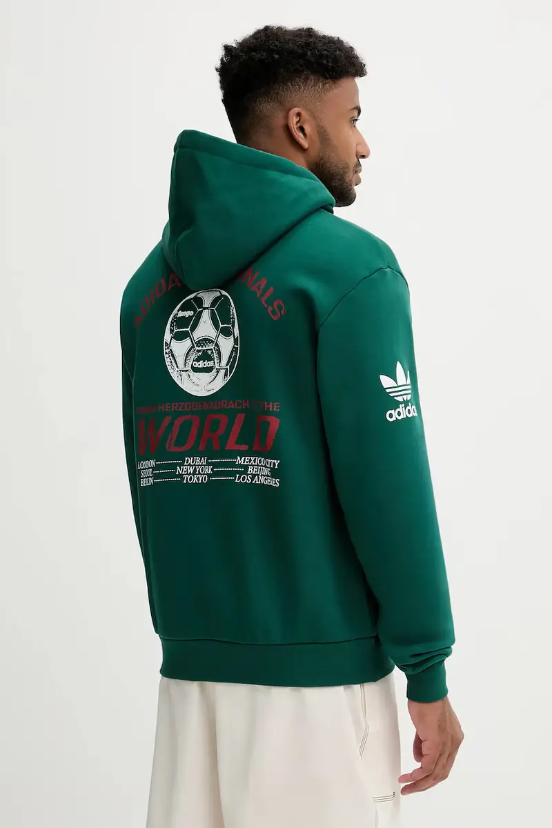 felpa in cotone Graphic Hoodie uomo colore verde con cappuccio JX3059 miniatura 3