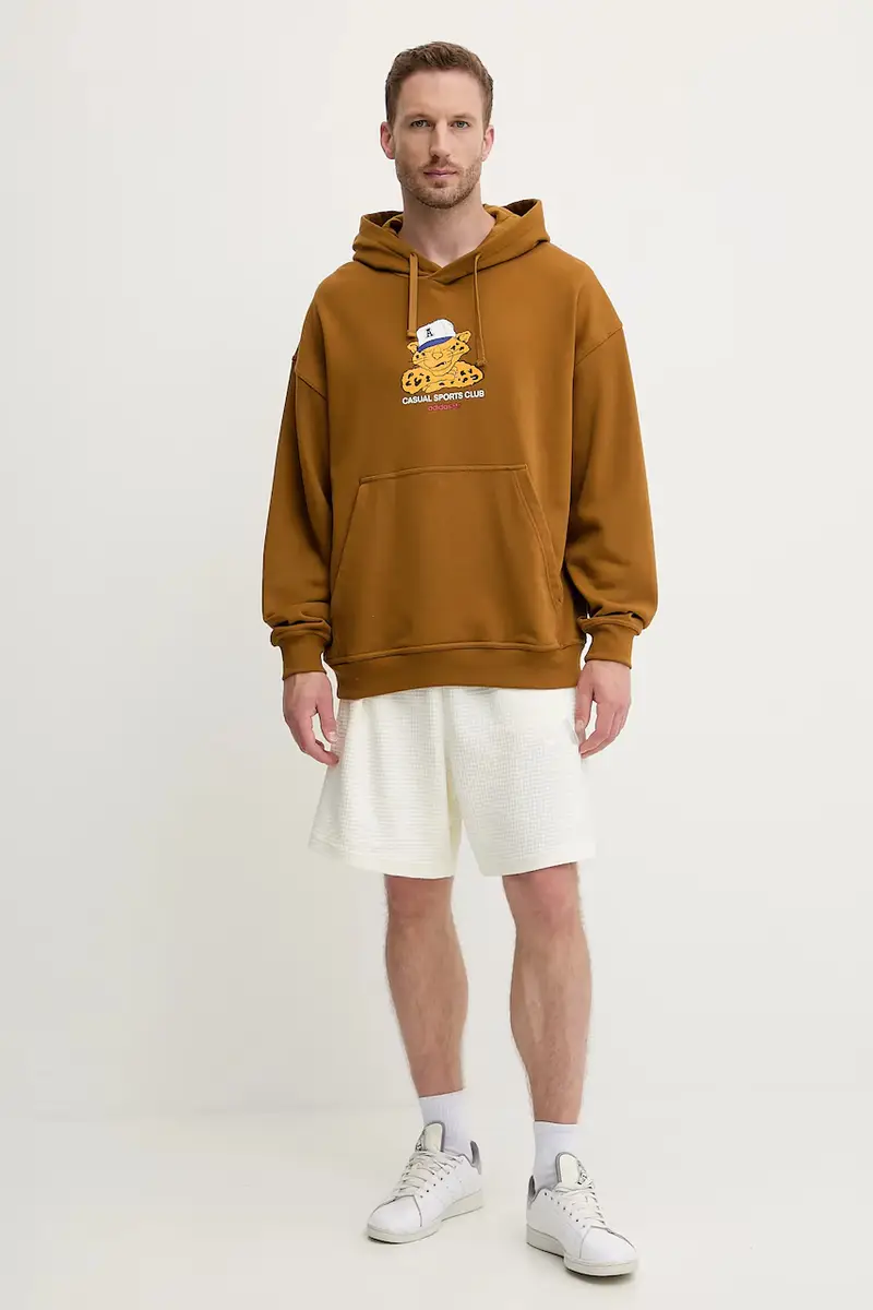 felpa in cotone Graphic Lo Hd uomo colore marrone con cappuccio JW0167 miniatura 2