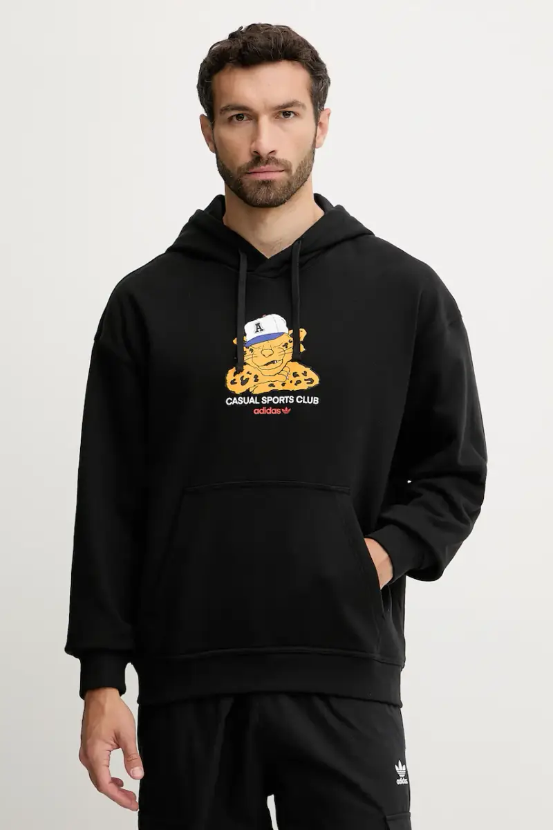 felpa in cotone Graphic Lo Hd uomo colore nero con cappuccio JW0166