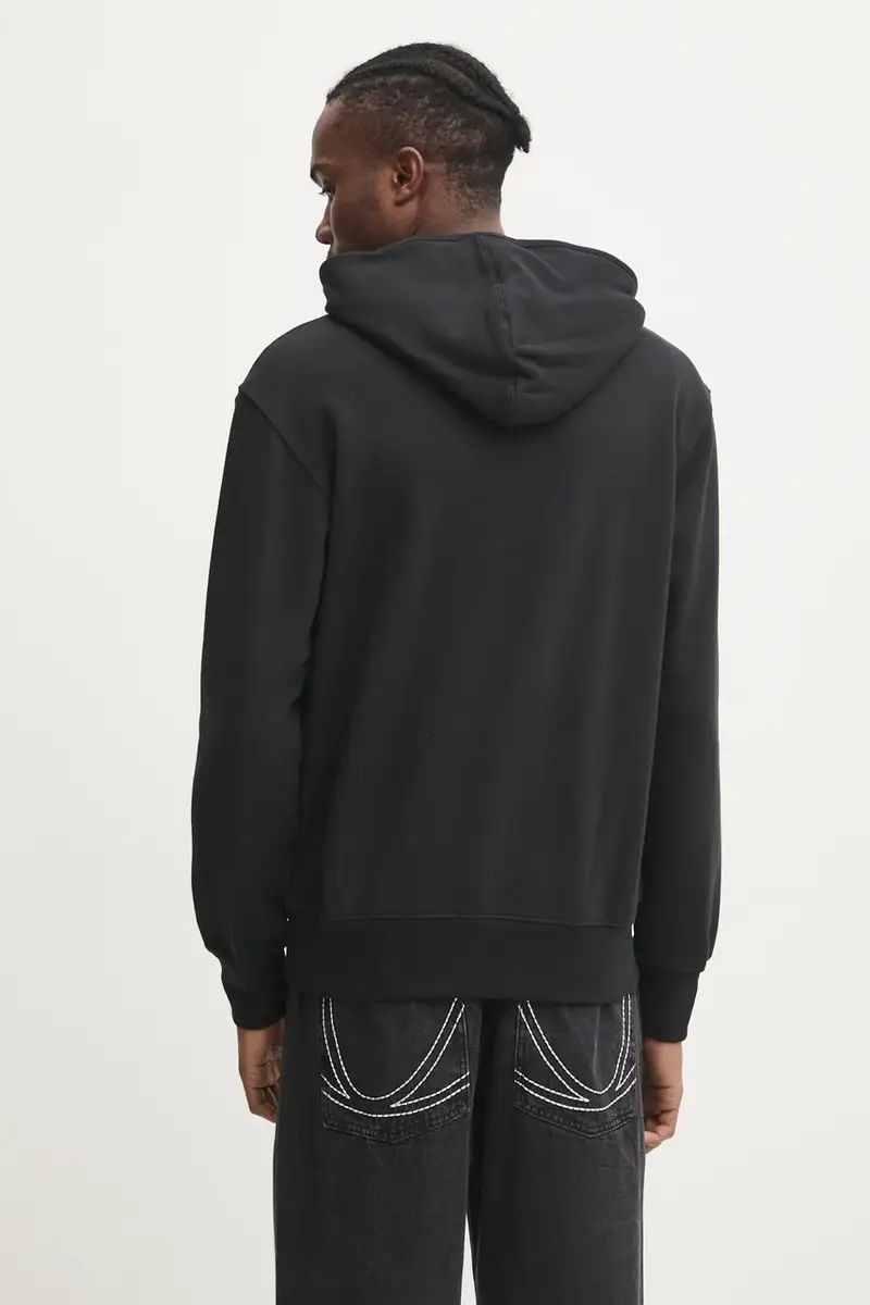 felpa in cotone OUTL TREF HDY uomo colore nero con cappuccio con applicazione JP1079 miniatura 3