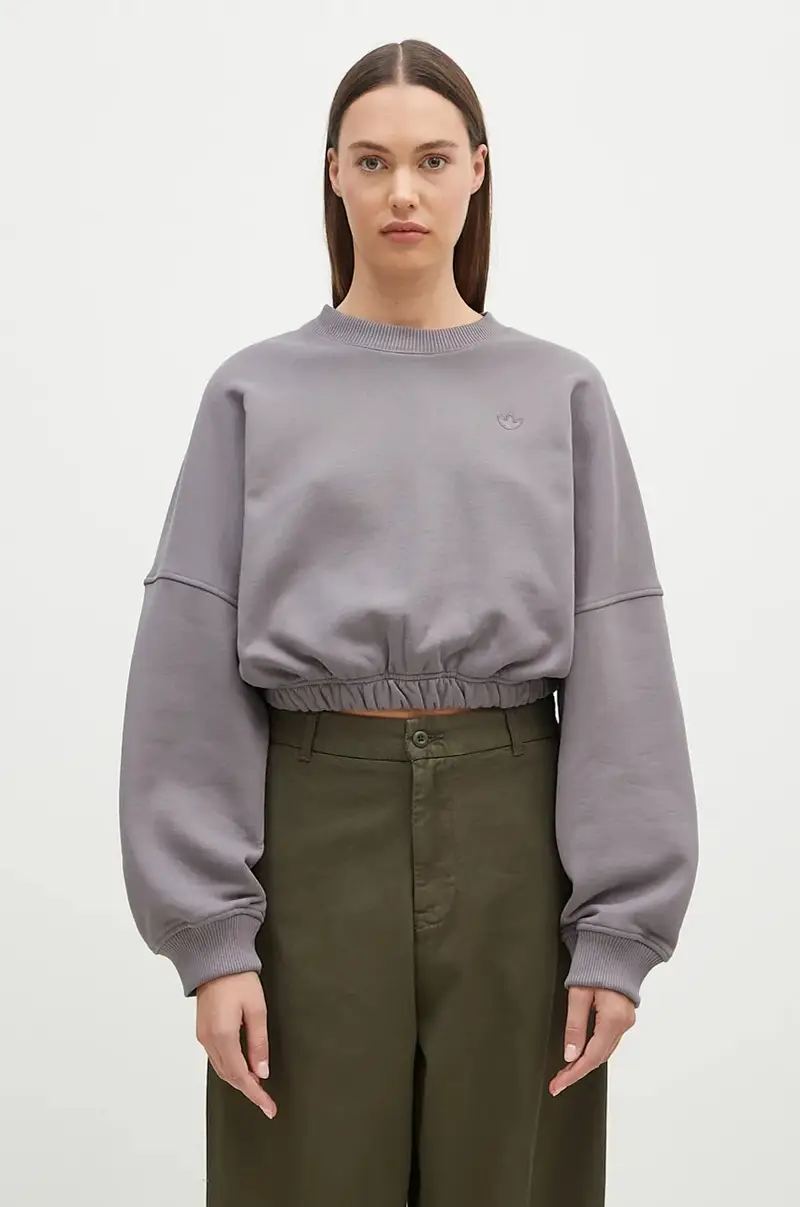 felpa in cotone Premium Essentials Sweater donna colore violetto IY9709