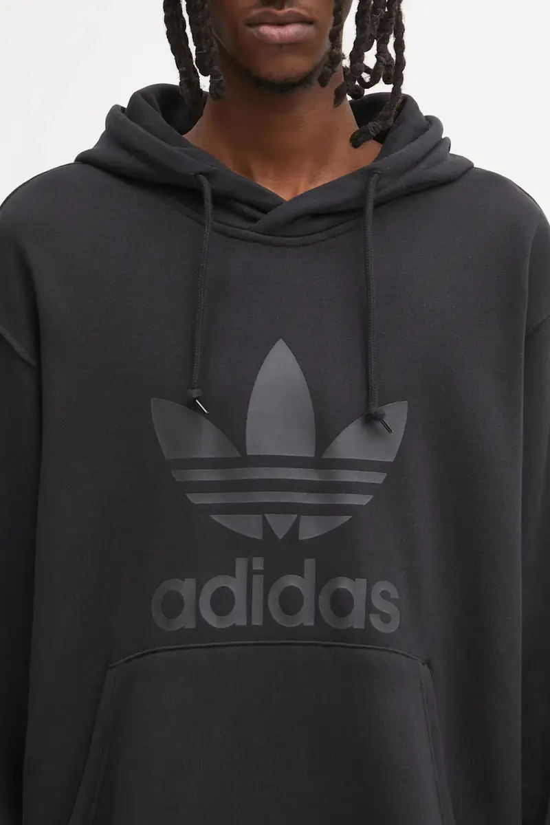 felpa in cotone Trefoil Hoody uomo colore nero con cappuccio JY3766 miniatura 4