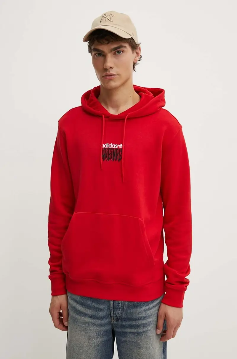 felpa in cotone uomo colore rosso con cappuccio con applicazione IZ4835 miniatura 4