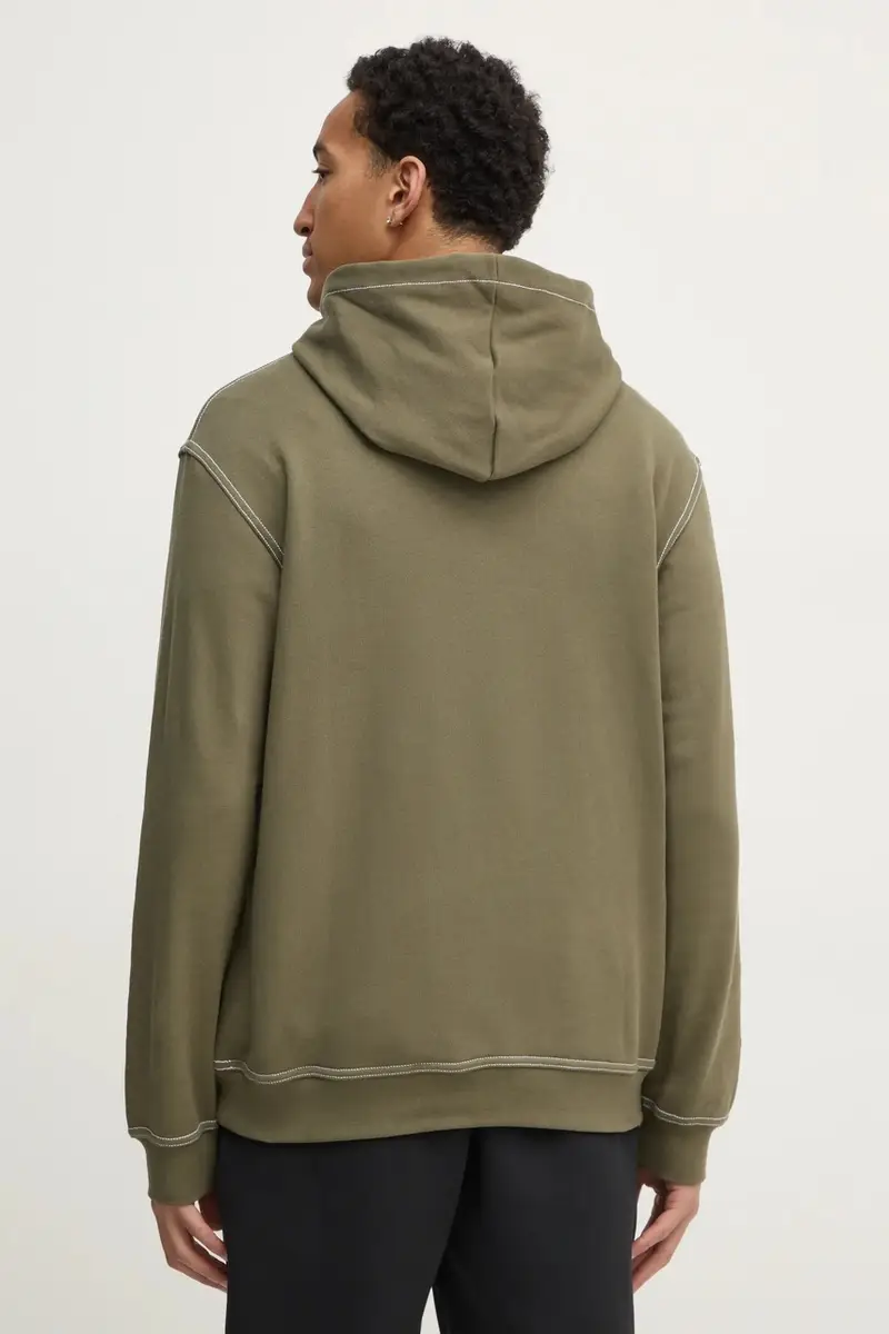 felpa in cotone Wabash uomo colore verde con cappuccio JP4482 miniatura 3