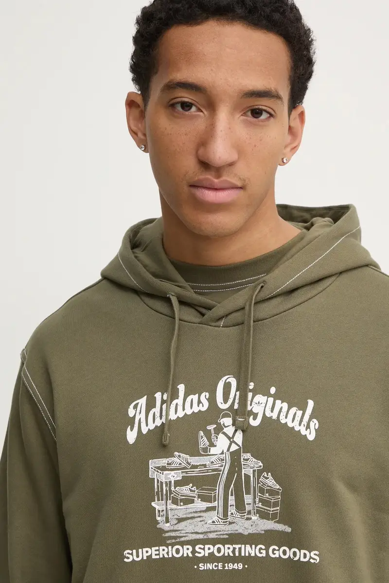 felpa in cotone Wabash uomo colore verde con cappuccio JP4482 miniatura 4