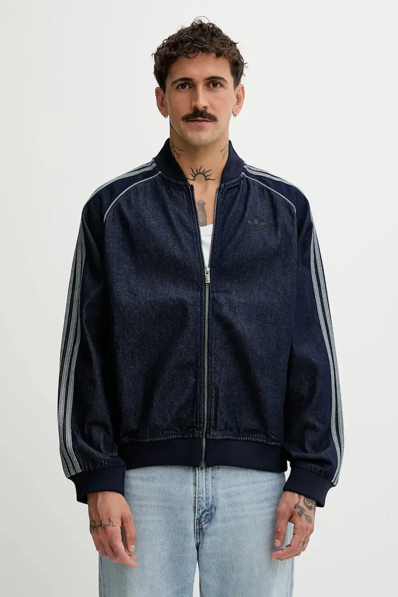 felpa in denim Adicolor loose SST uomo colore blu navy JX6461