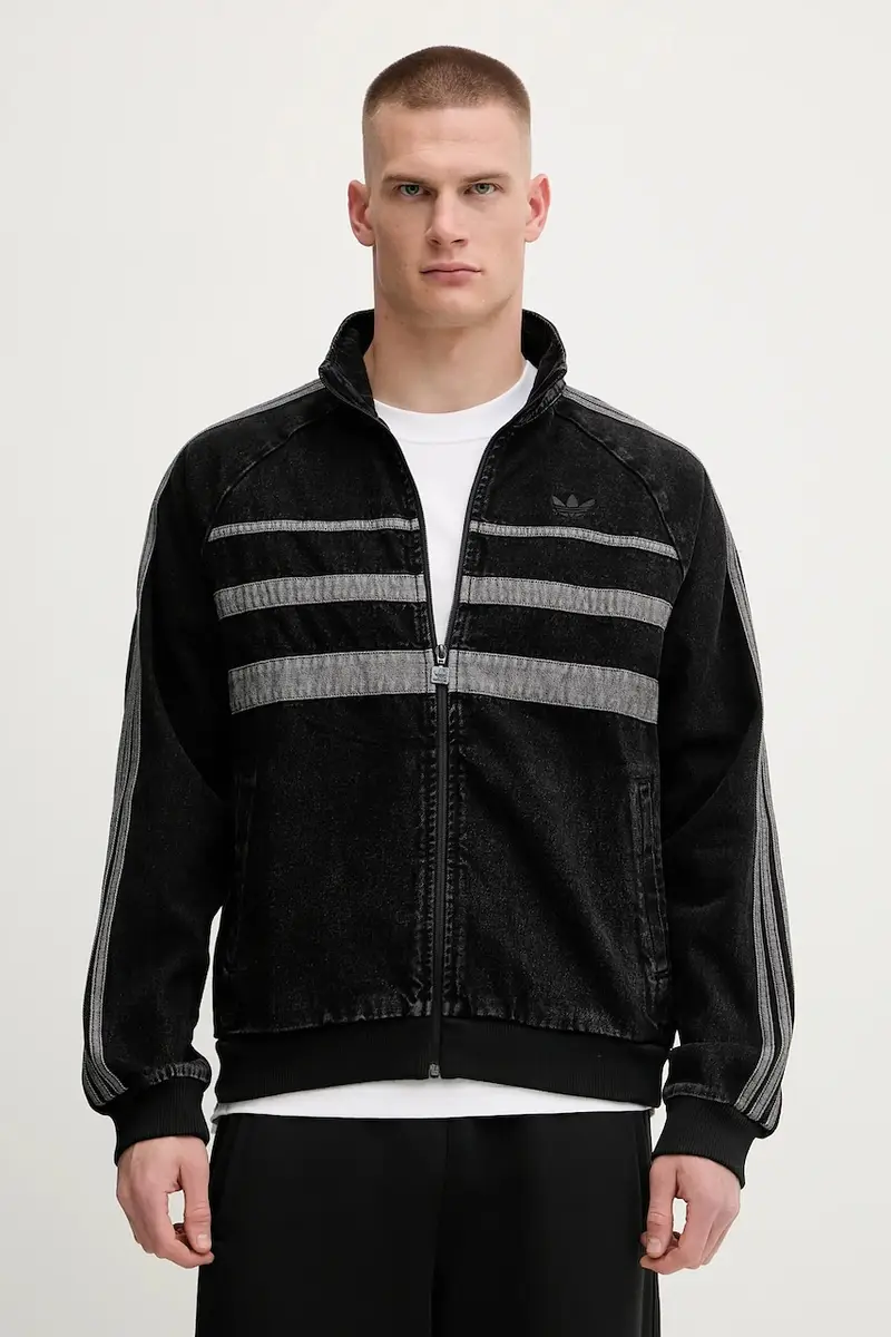 felpa in denim First TT Denim uomo colore nero con applicazione JW5883