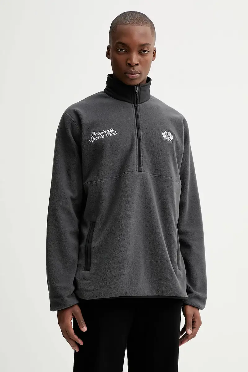 felpa in pile Varsity Regular uomo colore grigio JX8191