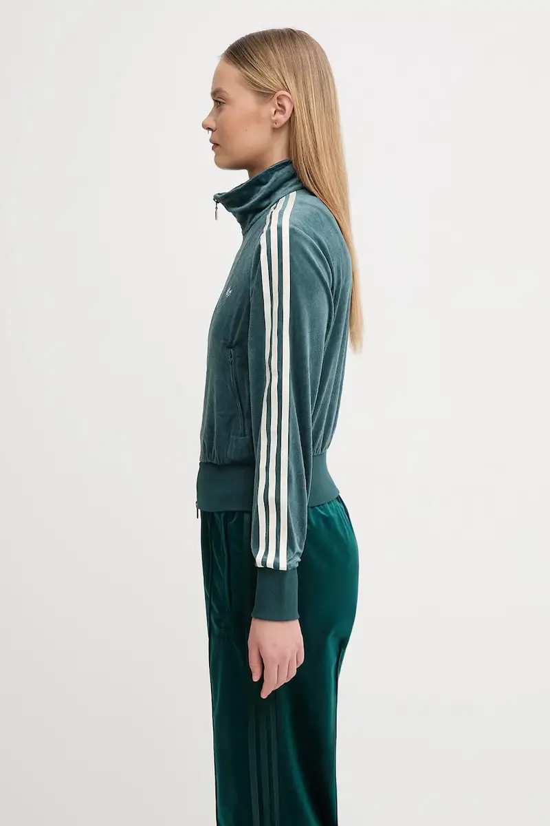 felpa in velluto Fb Liberty Tt donna colore verde con applicazione JW5267 miniatura 2