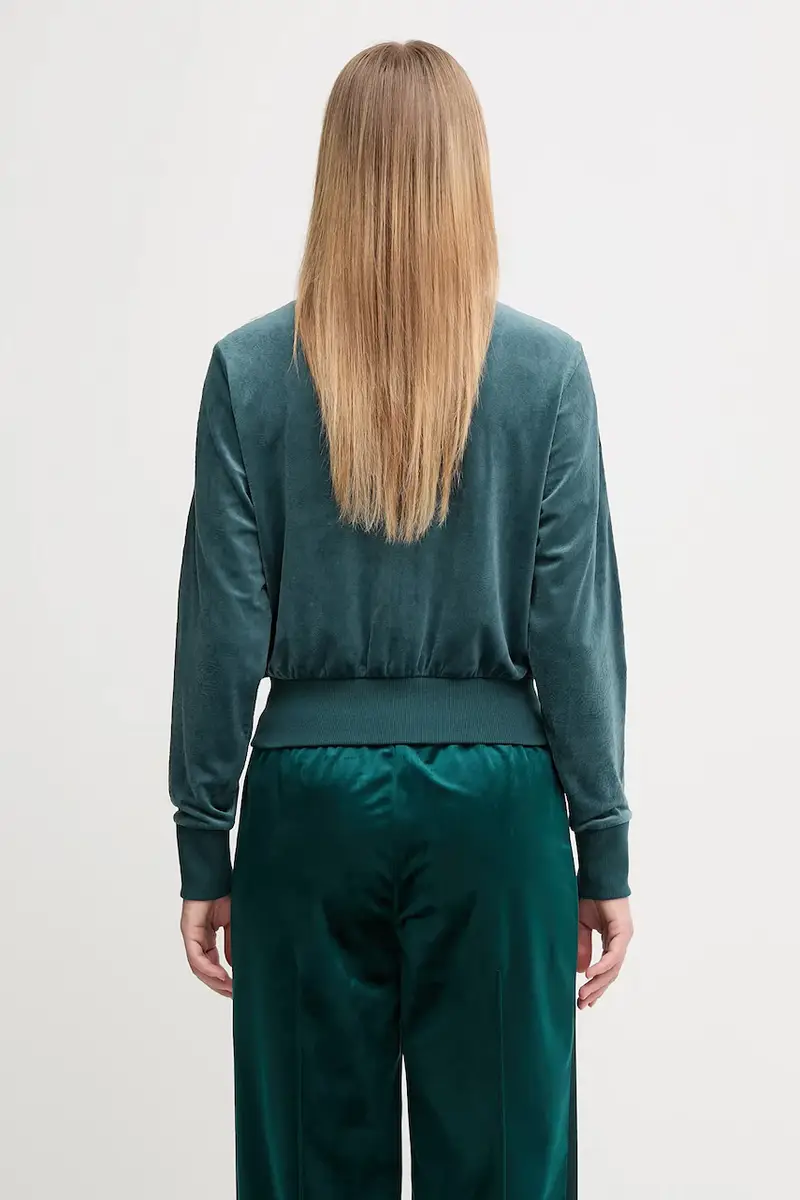 felpa in velluto Fb Liberty Tt donna colore verde con applicazione JW5267 miniatura 3