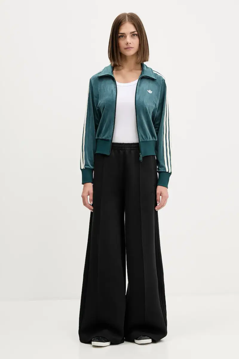 felpa in velluto Fb Liberty Tt donna colore verde con applicazione JW5267 miniatura 2