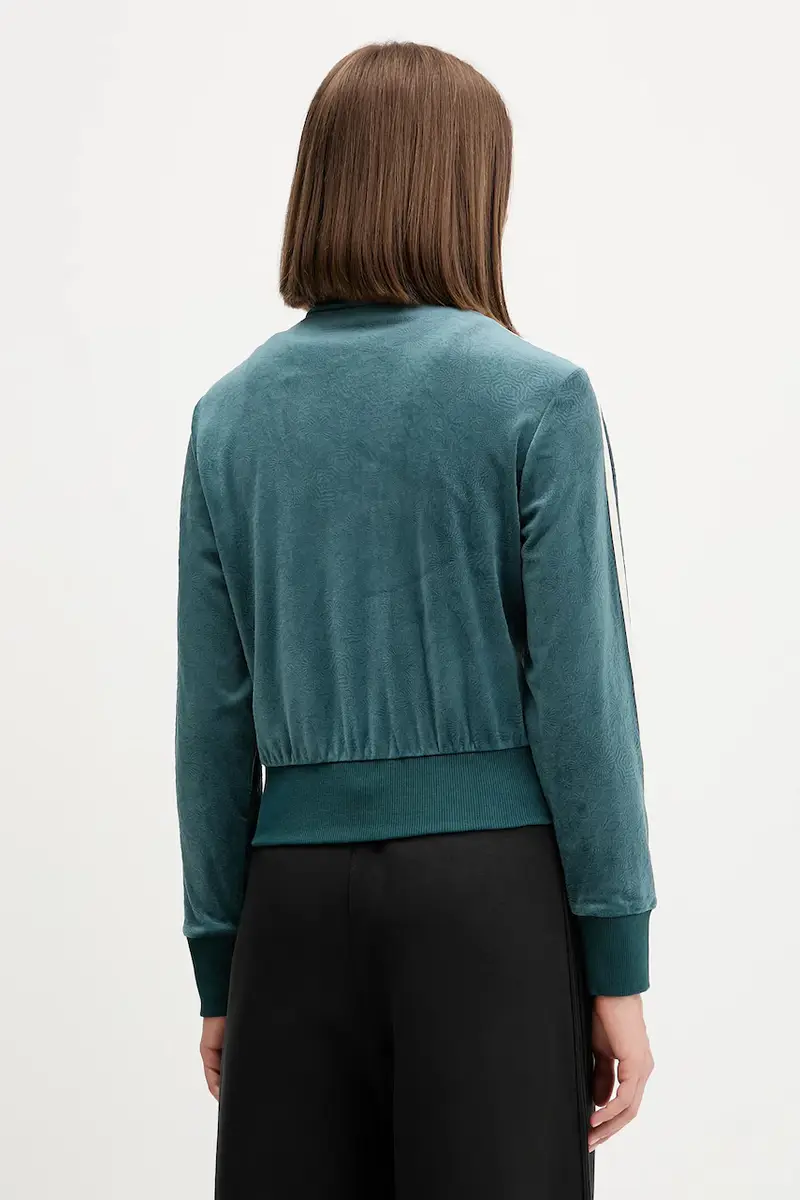 felpa in velluto Fb Liberty Tt donna colore verde con applicazione JW5267 miniatura 3