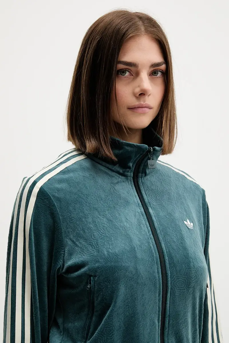 felpa in velluto Fb Liberty Tt donna colore verde con applicazione JW5267 miniatura 4