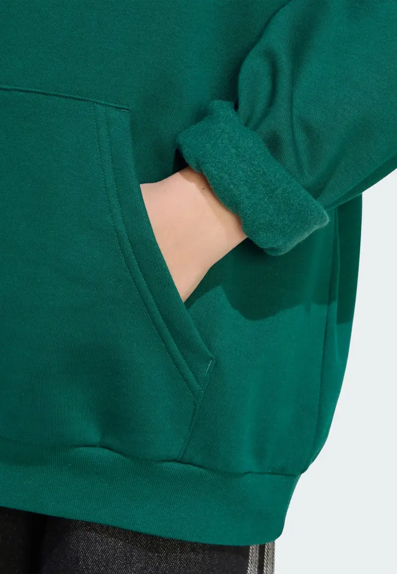 Felpa Loose Fleece Hoodie smeraldo / bianco miniatura 2