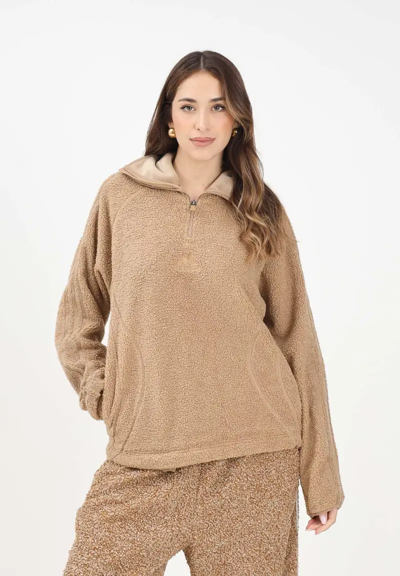 Felpa mezza zip BORG FLEECE TEAMGEIST beige da donna miniatura 2