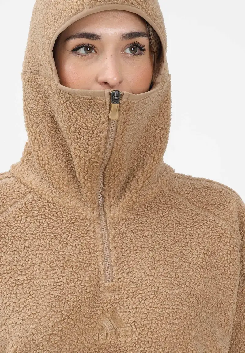 Felpa mezza zip BORG FLEECE TEAMGEIST beige da donna miniatura 3