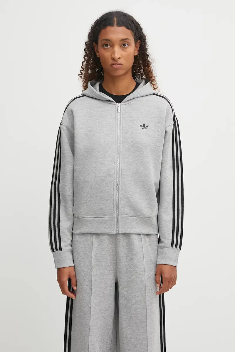 felpa Spacer 3S Fz donna colore grigio con cappuccio con applicazione JY2620