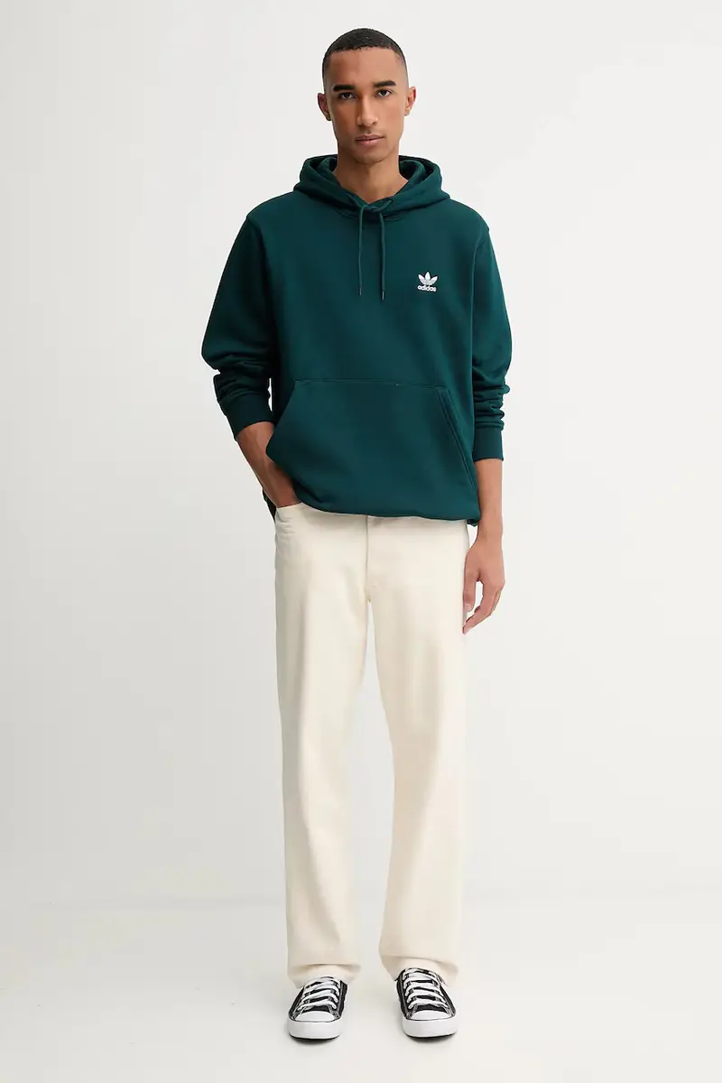 felpa Trefoil Essentials uomo con cappuccio con applicazione JZ3589 Verde miniatura 2