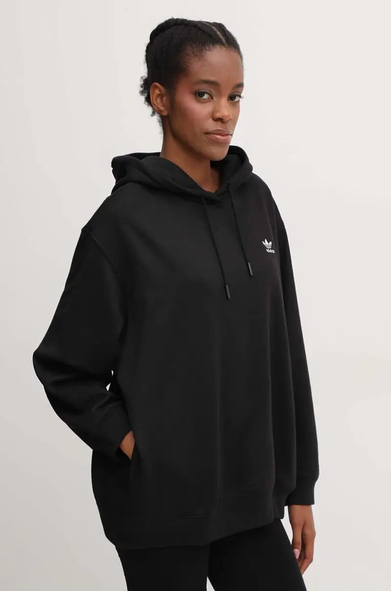 felpa Trefoil Hoodie donna colore nero con cappuccio IU2409 miniatura 4