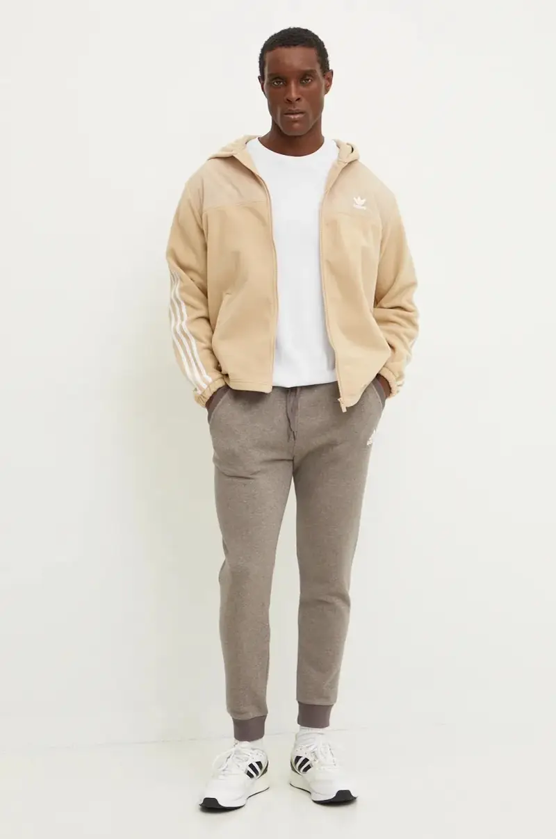 felpa uomo colore beige con cappuccio con applicazione IZ2487 miniatura 2