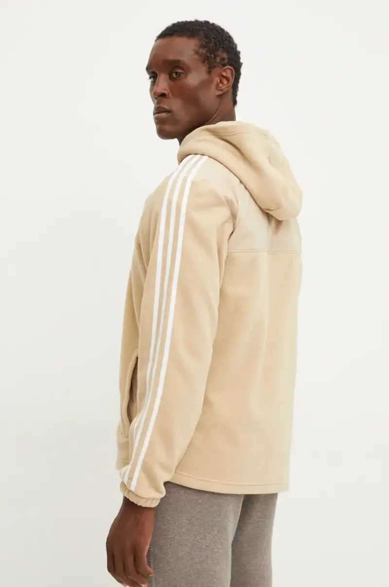 felpa uomo colore beige con cappuccio con applicazione IZ2487 miniatura 3