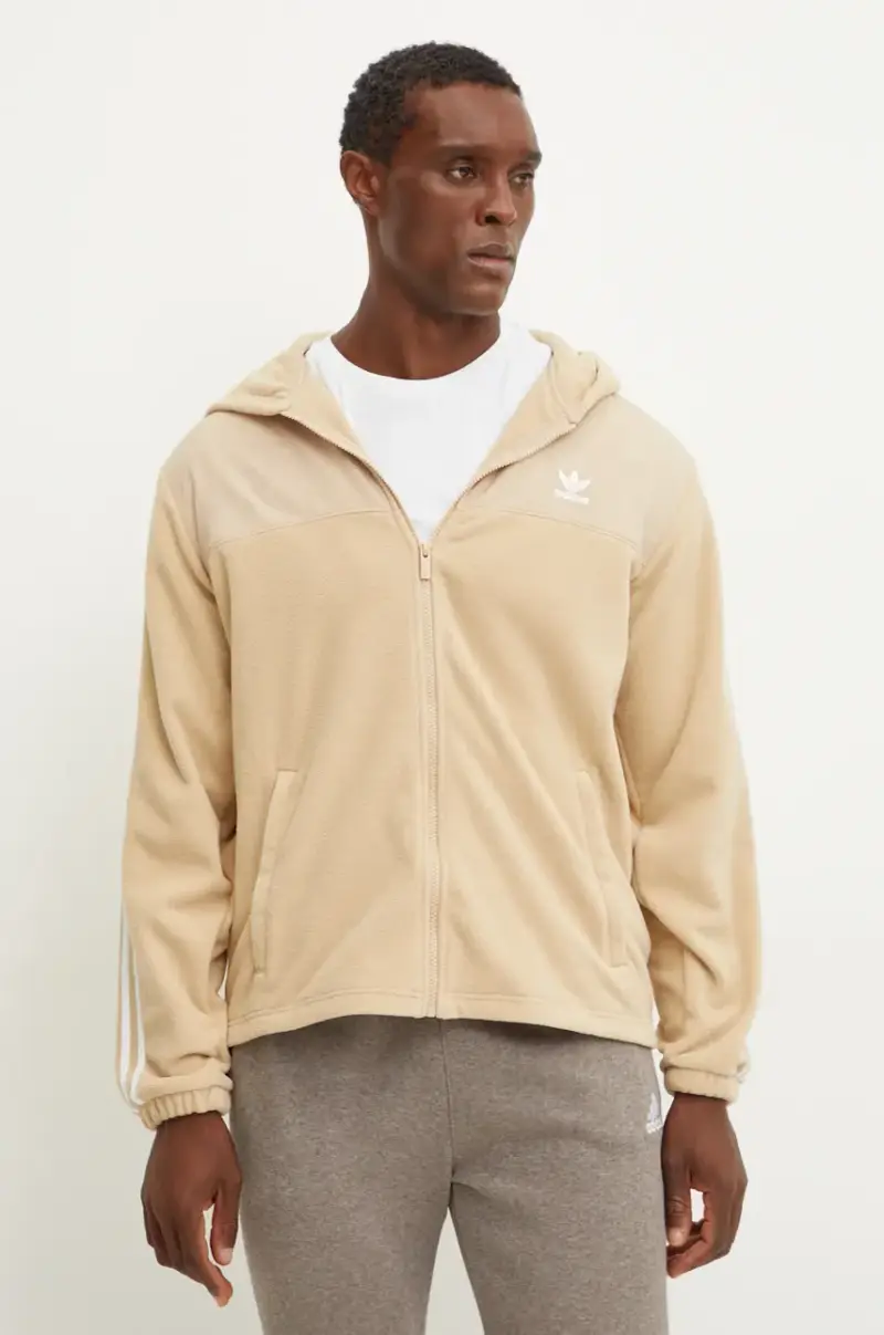 felpa uomo colore beige con cappuccio con applicazione IZ2487