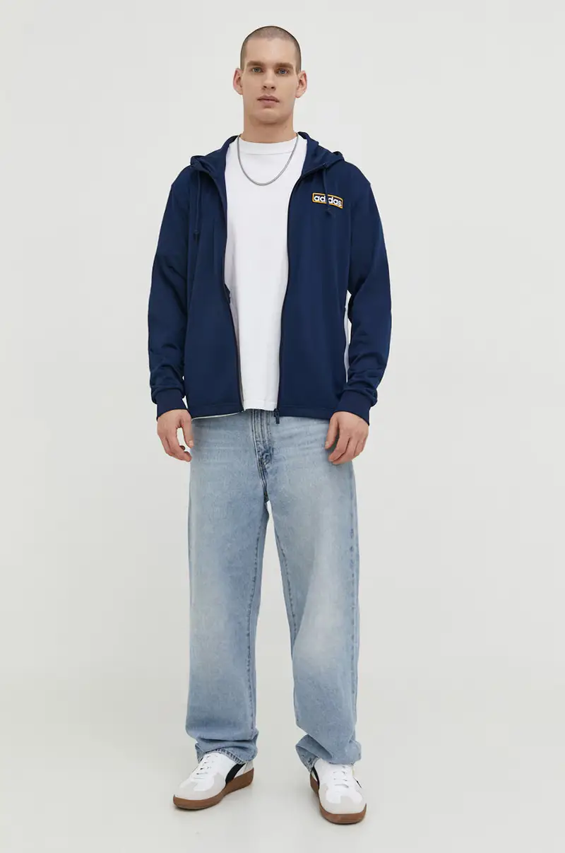 felpa uomo colore blu con cappuccio con applicazione IM8208 miniatura 2