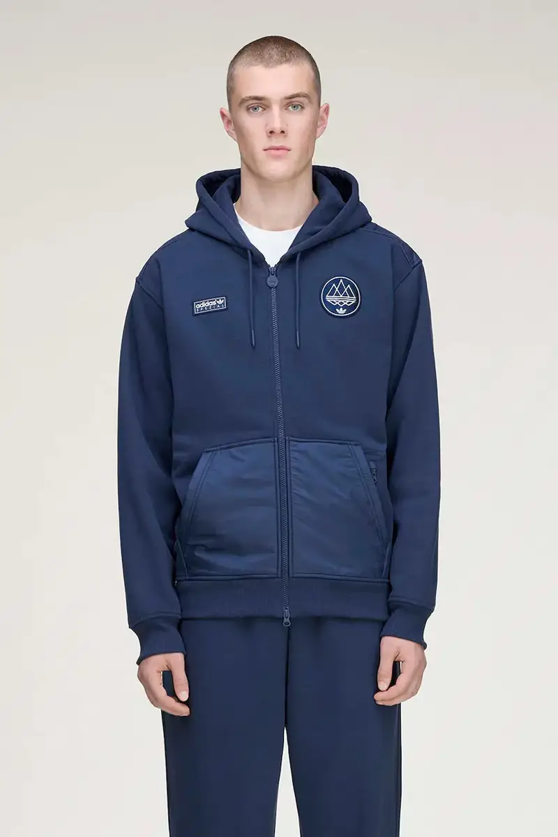 felpa Wilpshire H uomo colore blu navy con cappuccio con applicazione KA3905