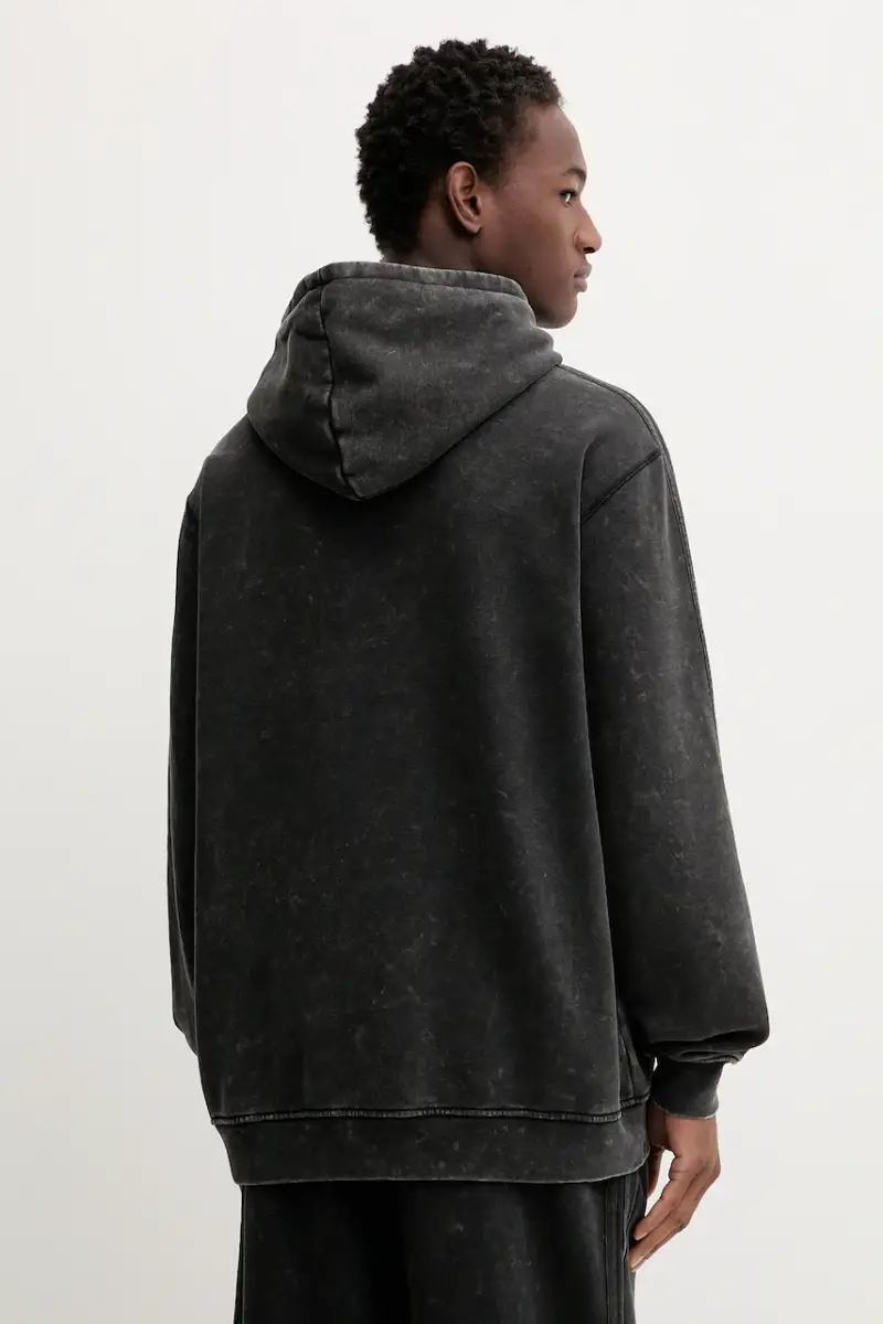 felpa Wsh Hoodie uomo colore grigio con cappuccio con applicazione JY2792 miniatura 3