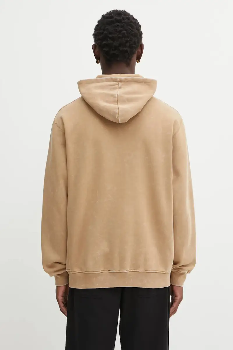 felpa Wsh Hoodie uomo colore verde con cappuccio con applicazione JY2791 Beige miniatura 3